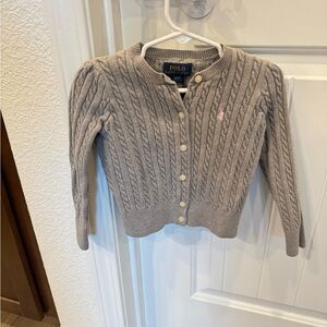 Polo by Ralph Lauren Gray Cable Knit Sweater Pink Pony 3t